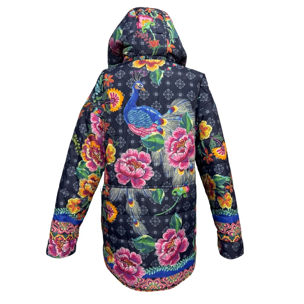 Johnny Was • Mauri Reversible Quilted Puffer Jacket Darnahta Scarf Print S NWT - Picture 6 of 16